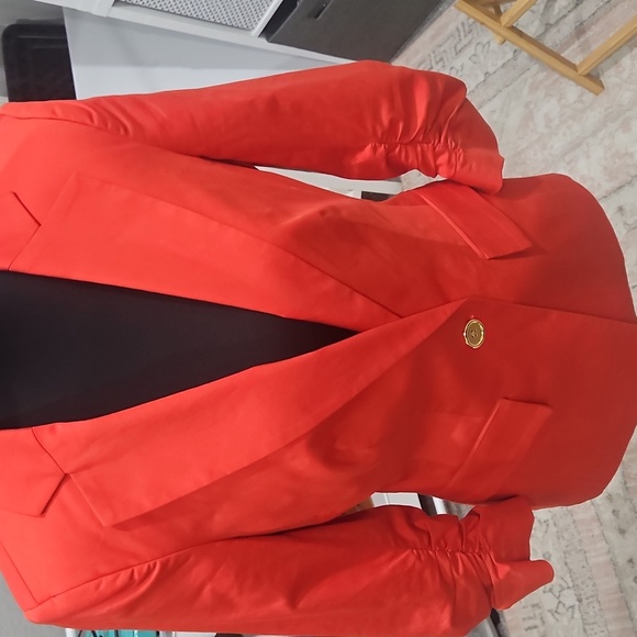 Bebe Coral Ruched 3/4 Sleeve Blazer – Chic Statement Jacket size 6 - Picture 5 of 8